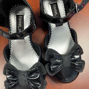 Rachel Kids Glossy Black Bow Dress Shoes